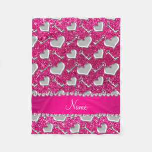 Nennen Sie die Silberherzen-Schlüssel Neon Hot Ros Fleecedecke
