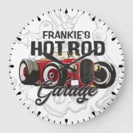 NENNEN SIE IHR NAME Frisierte Auto Garage Personal Große Wanduhr