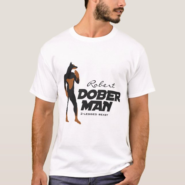 Nennen Sie Ihren Dobermannsuperhero-T - Shirt (Vorderseite)