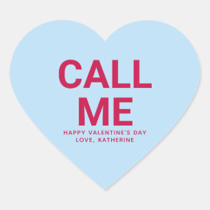 Nennen Sie mich lustige niedliche Valentinstag-Kon Herz-Aufkleber