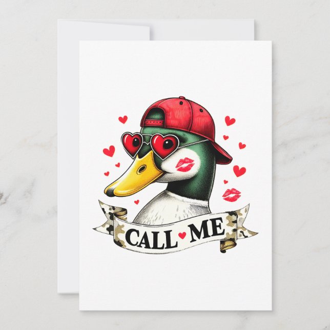 Nennen Sie mich Valentines Funny Duck Jagd auf Jäg Einladung (Vorderseite)