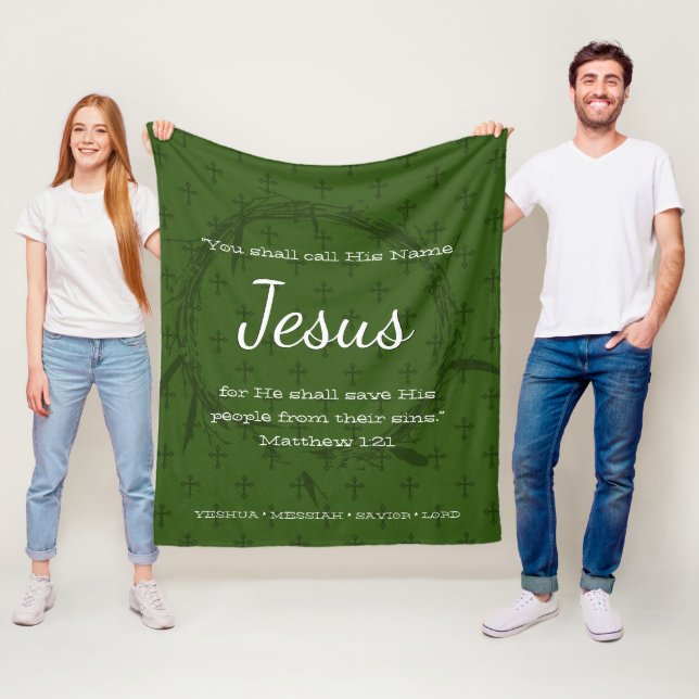 NENNEN SIE SEINEN NAMEN JESUS | Grüne Weihnachtssc Fleecedecke (Beispiel)