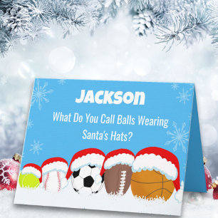 Nennen Sie Weihnachtssportbälle in Santa's Hat Rid Karte