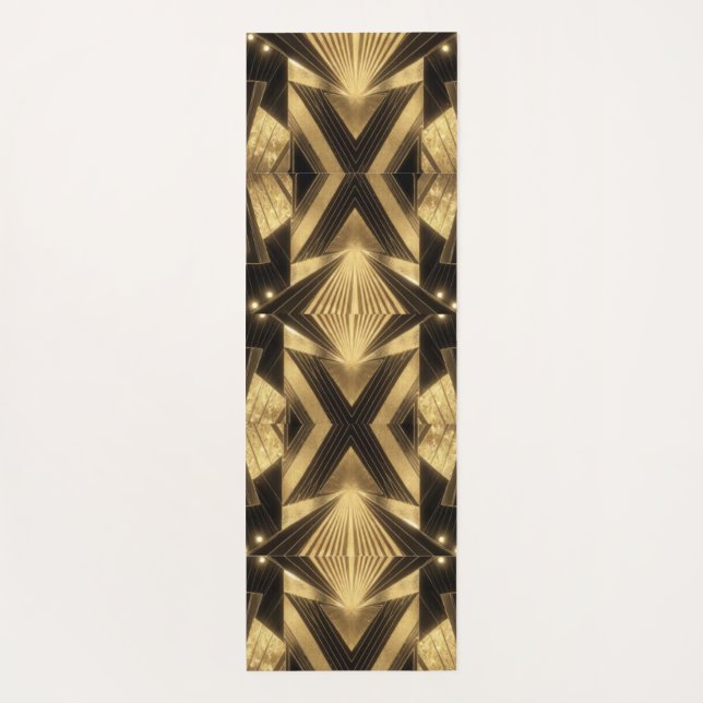 Neo Art Deco Black Gold Geometric Gatsby  Yogamatte (Rückseite)