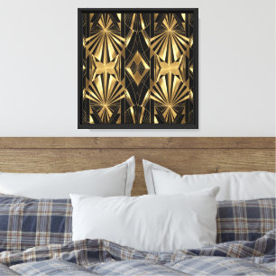 Neo Art Deco Schwarz Gold Geometrisch Gatsby Leinwanddruck