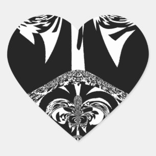 Neo-Barock Noir Abstract Minimalist Designer Blac Herz-Aufkleber