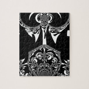 Neo-Barock Noir Abstract Minimalist Designer Blac Puzzle