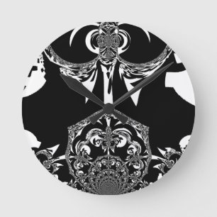 Neo-Barock Noir Abstract Minimalist Designer Blac Runde Wanduhr