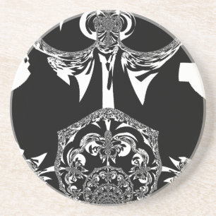 Neo-Barock Noir Abstract Minimalist Designer Blac Sandstein Untersetzer