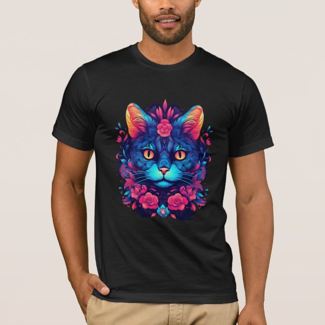 NEO Boho Cat in Bright, Vivid Colors T-Shirt (Vorderseite)