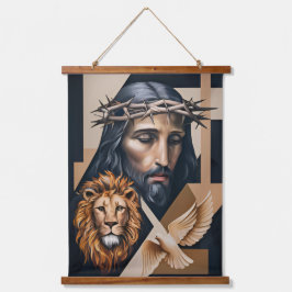 Neo-Cubist Elegance A Tribute Tapestries Wandteppich Mit Holzrahmen