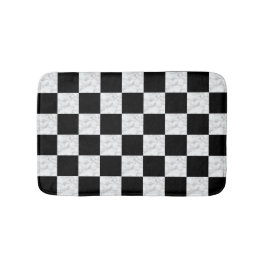 Neo Deco Black and Faux White Marble Checkerboard Badematte