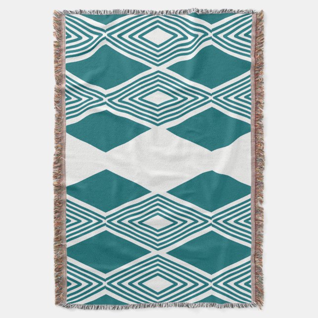 Neo-Deco-Diamantgitter-Teal-Wurfdecke Decke (Vorderseite Vertikal)