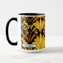 Neo Deco Gold Geometric Abstract Pattern Tasse