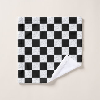 Neo Deco Schwarz und Faux Weiß Marmor Schachbrett Waschlappen