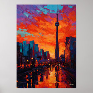 Neo-Expressionistische Toronto-Skyline bei lebendi Poster