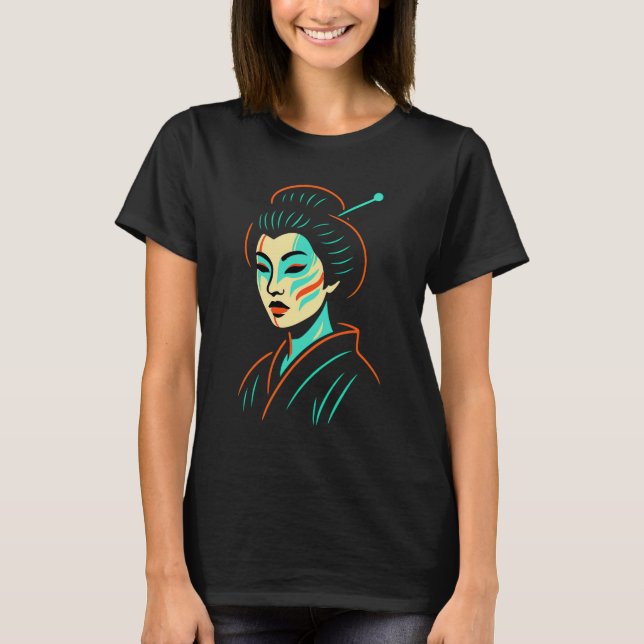 Neo Geisha Glow: Tradition Reimagined T-Shirt (Vorderseite)
