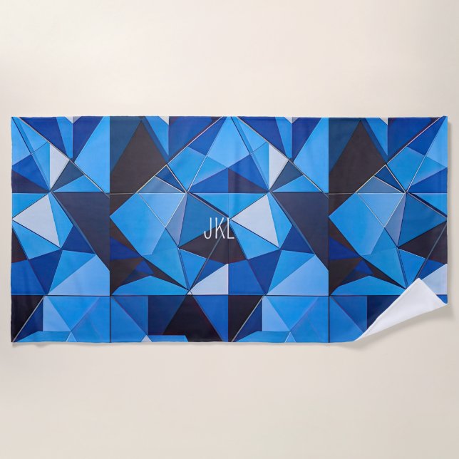 NEO GEO BLUE TRIANGLES Abstract DESIGN Strandtuch (Vorderseite)