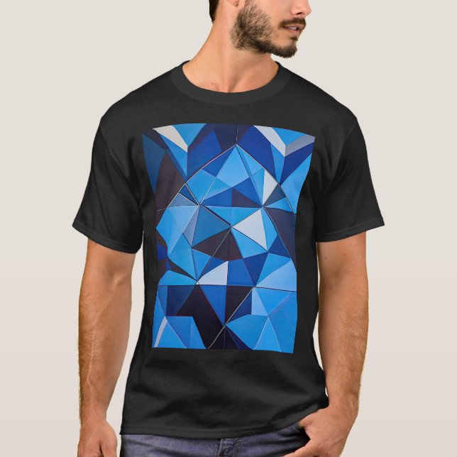 NEO GEO TRIANGLES IN BLAU T-Shirt (Vorderseite)