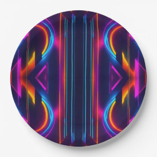 Neo Geometric Neon Abstrakt Pappteller