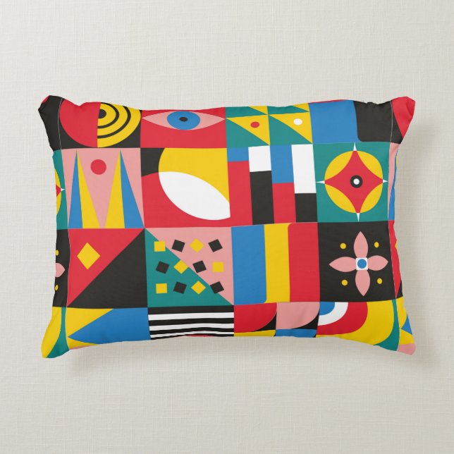 Neo Geometrische Illustration. Geometrische Formen Dekokissen (Vorderseite)