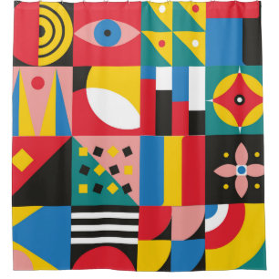 Neo Geometrische Illustration. Geometrische Formen Duschvorhang