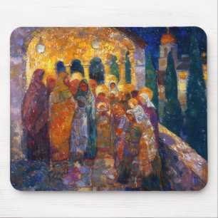 Neo-Impressionismus Nacht Stadt Mousepad