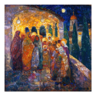 Neo-Impressionismus Nachtstadt Fotodruck