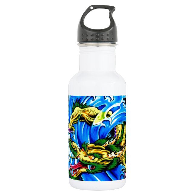 Neo Jap Dragon Tattoo Edelstahlflasche (Vorderseite)