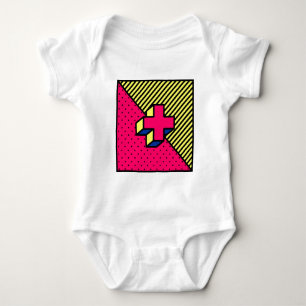 Neo Memphis Cross /Plus Signing Motif Baby Strampler