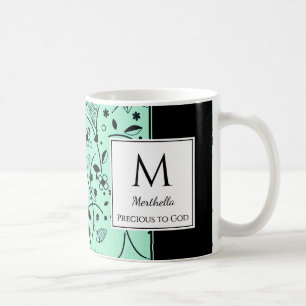 Neo Mint Black Floral Individuell gestaltet PRECIO Kaffeetasse