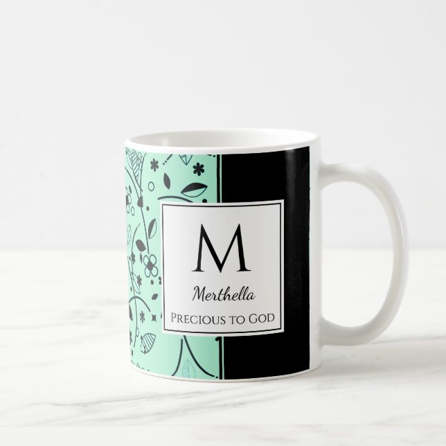 Neo Mint Black Floral WERTVOLL an GOD angepasst Kaffeetasse (Rechts)
