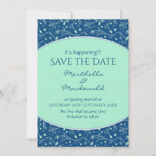 NEO MINT CLASSIC BLAU Ereignis Moderne Blüte Save The Date