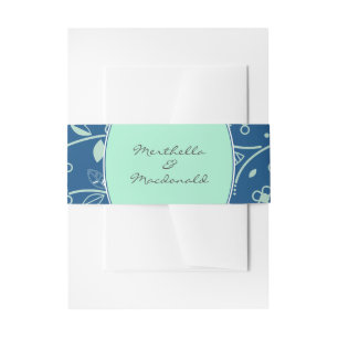 NEO MINT CLASSIC BLAU Moderne Blume Einladungsbanderole