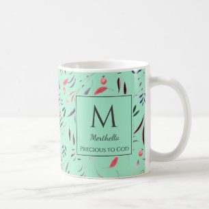 Neo Mint Floral MONOGRAM WERTVOLL an GOTT Kaffeetasse