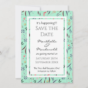 NEO MINT Floral Personalisiert, ES IST EREIGNIS! Save The Date