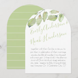 Neo Mint Greenery Typografy Hochzeit im Herbst Einladung