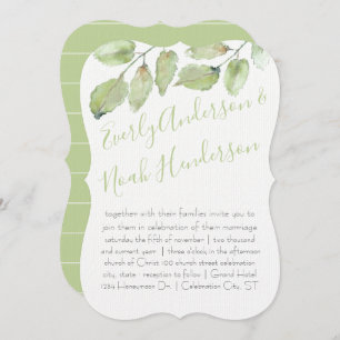 Neo Mint Greenery Typografy Hochzeit im Herbst Einladung
