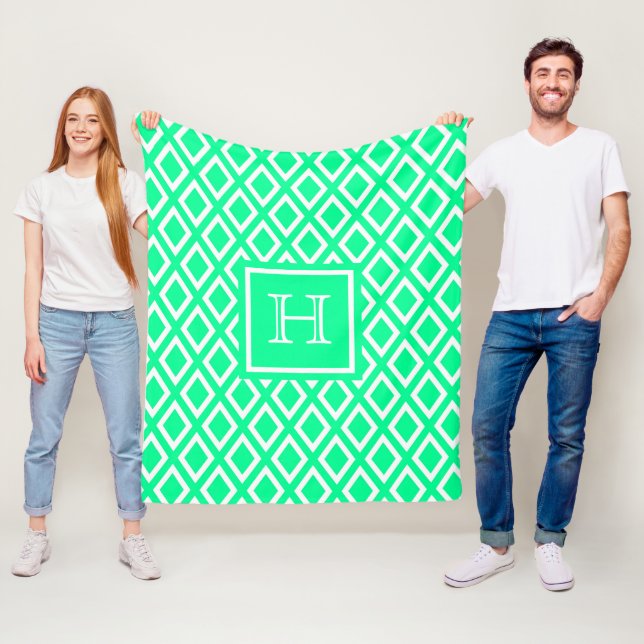 Neo mint, grünes Diamantmuster Fleecedecke (Beispiel)
