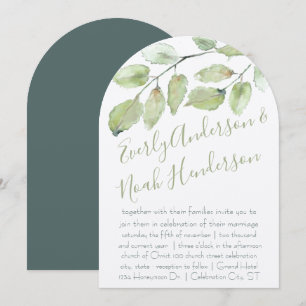 Neo Mint Grünflächen-Typografie Herbsthochzeit Einladung