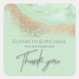 Neo mint Rose Gold agilation Kalligraphie Vielen D Quadratischer Aufkleber