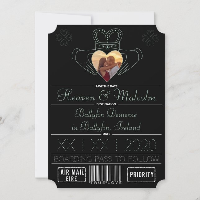 Neo-Mint-Save the Date Claddagh-Foto Save The Date (Vorderseite)