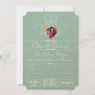 Neo-Mint-Save the Date Claddagh-Foto Save The Date