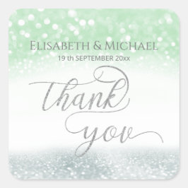 Neo mint silber-chic glittery trendy Kalligraphie Quadratischer Aufkleber