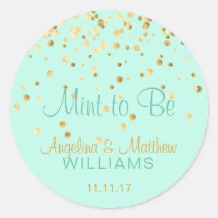 Neo Mint to be Mint Gold Confetti Wedding Runder Aufkleber