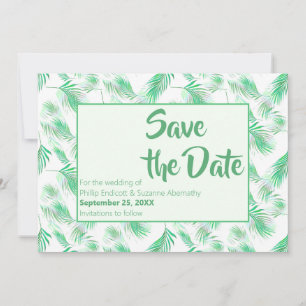 Neo Mint Tropical Palm Blätter Save the Date Einladung