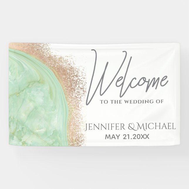 Neo-Minze-Rose Goldmarmor-Agate Kalligraphie Banner (Horizontal)