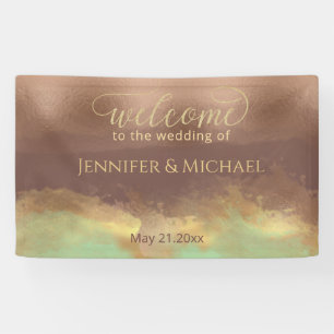 Neo-Minze Zimt Rose Goldfolie Aquarell Banner