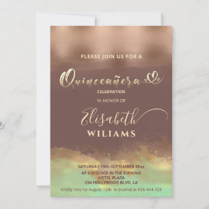 Neo-Minze Zimt Rose Goldfolie Aquarell Quince Einladung