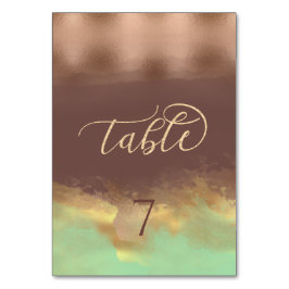 Neo-Minze Zimt Rose Goldfolie Aquarell Tischnummer